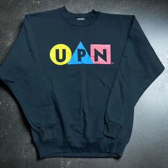 Onieta Vintage Y2K UPN Network TV Crewneck Sweatshirt Black Men's Size Medium - Picture 1 of 8